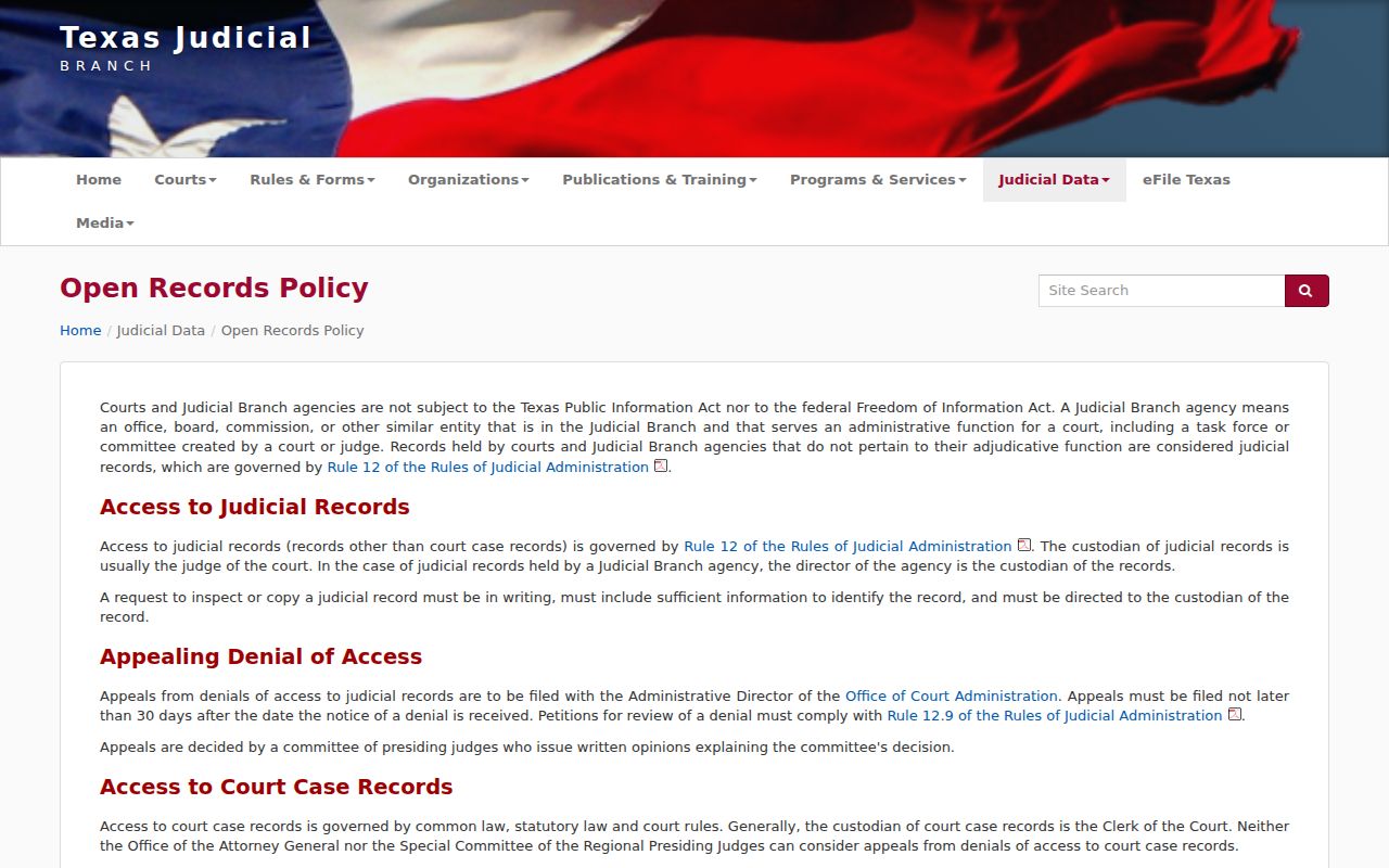Hunt County court record Rule 12 access policy