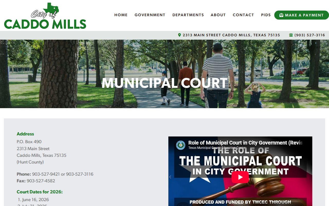 Caddo Mills court docket overview and municipal court dates