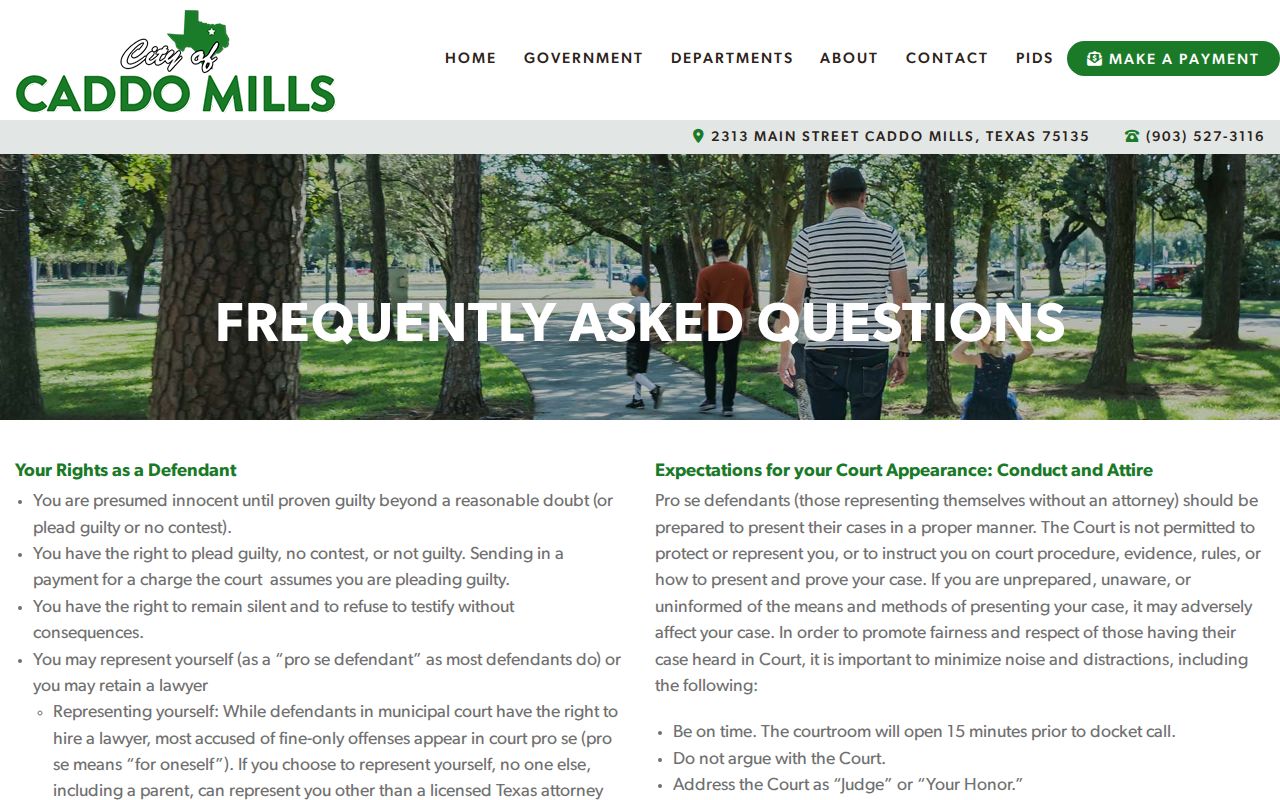 Caddo Mills court docket call and courtroom rules